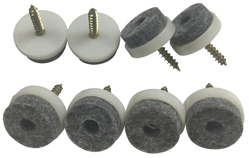 фото Подпятники фетровые с шурупом d20 мм белые 8 шт
