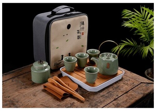 TAKE IT EASY Набор для чайной церемонии 9 предметов, на 4 персоны, чашка 55 мл, чайник 200 мл, зеленый