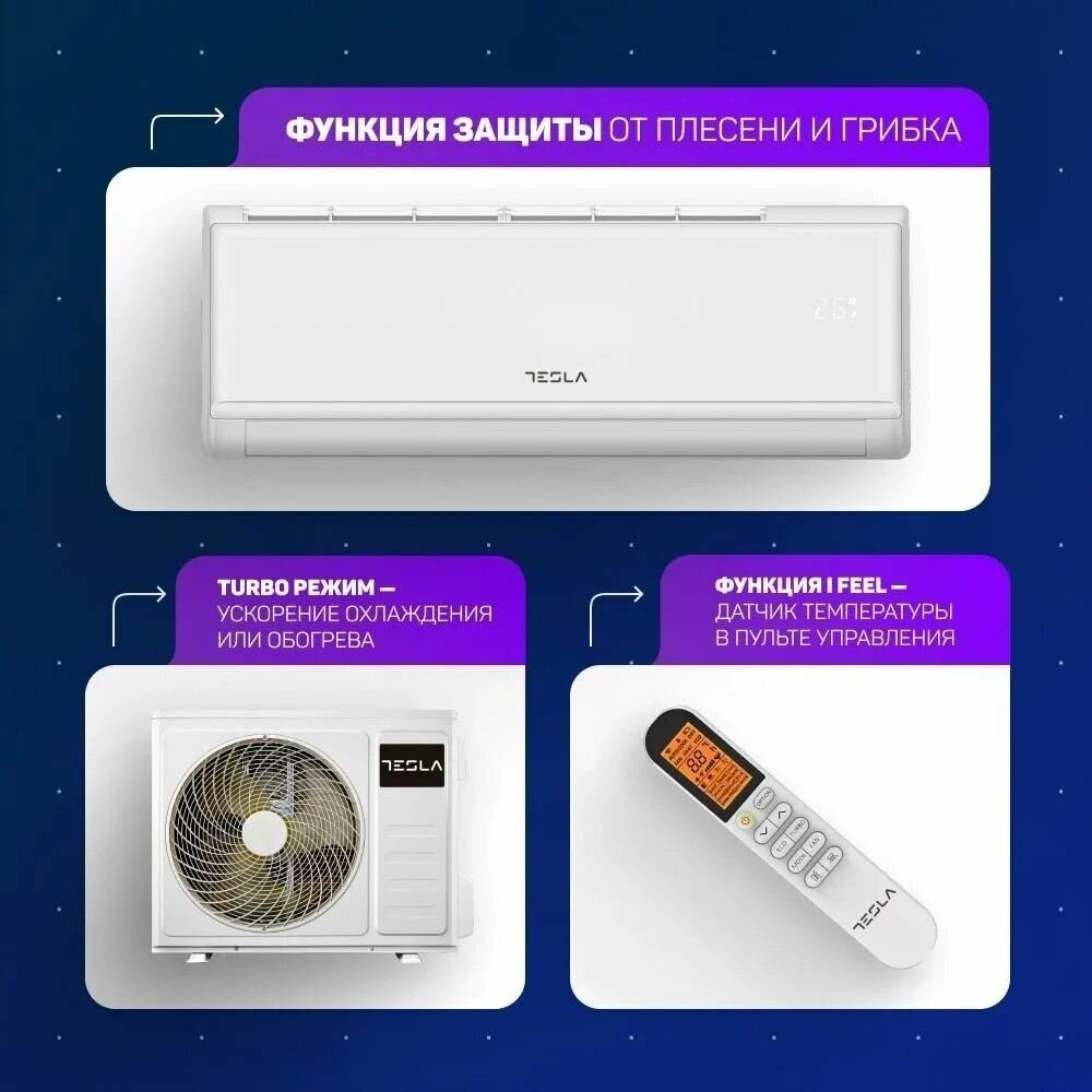 Настенная сплит-система Inverter Tesla TT26EXC1-0932IA, R32, 9000BTU, A++/A+ - фото №3