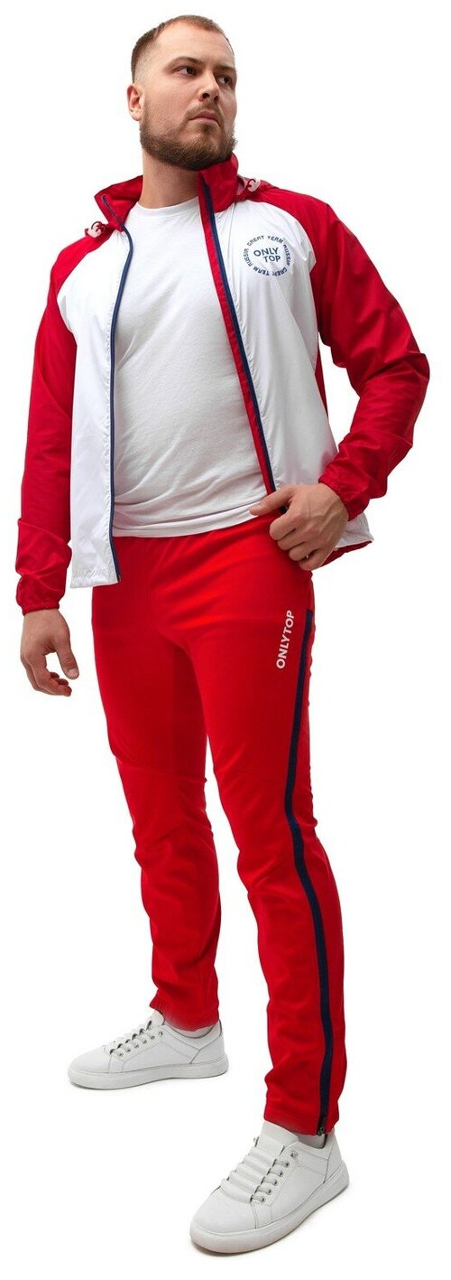 Беговые брюки ONLYTOP, карманы, утепленные, водонепроницаемые, размер 52, красный