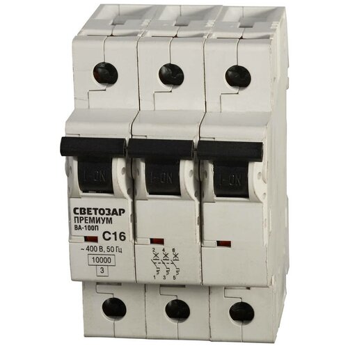 Автоматический выключатель СВЕТОЗАР 3-полюсный 40 A C откл. сп. 10 кА 400В SV-49033-40-C