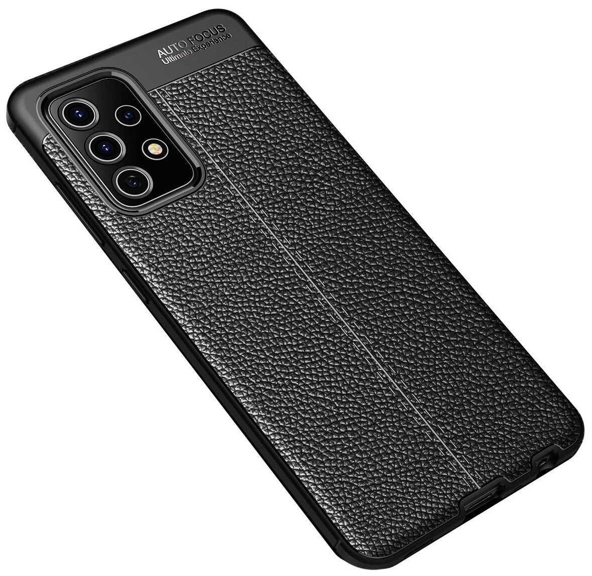 Чехол MyPads для Samsung Galaxy A72 5G (SM-A725F) 2021 из качественного износостойкого силикона с декоративным дизайном под кожу с тиснением черный