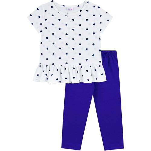 фото Комплект одежды youlala для девочек, блуза и бриджи, повседневный стиль, размер 86, синий, белый