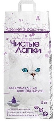 Чистые лапки Наполнитель Комкующийся с ароматом Детской присыпки 5 кг