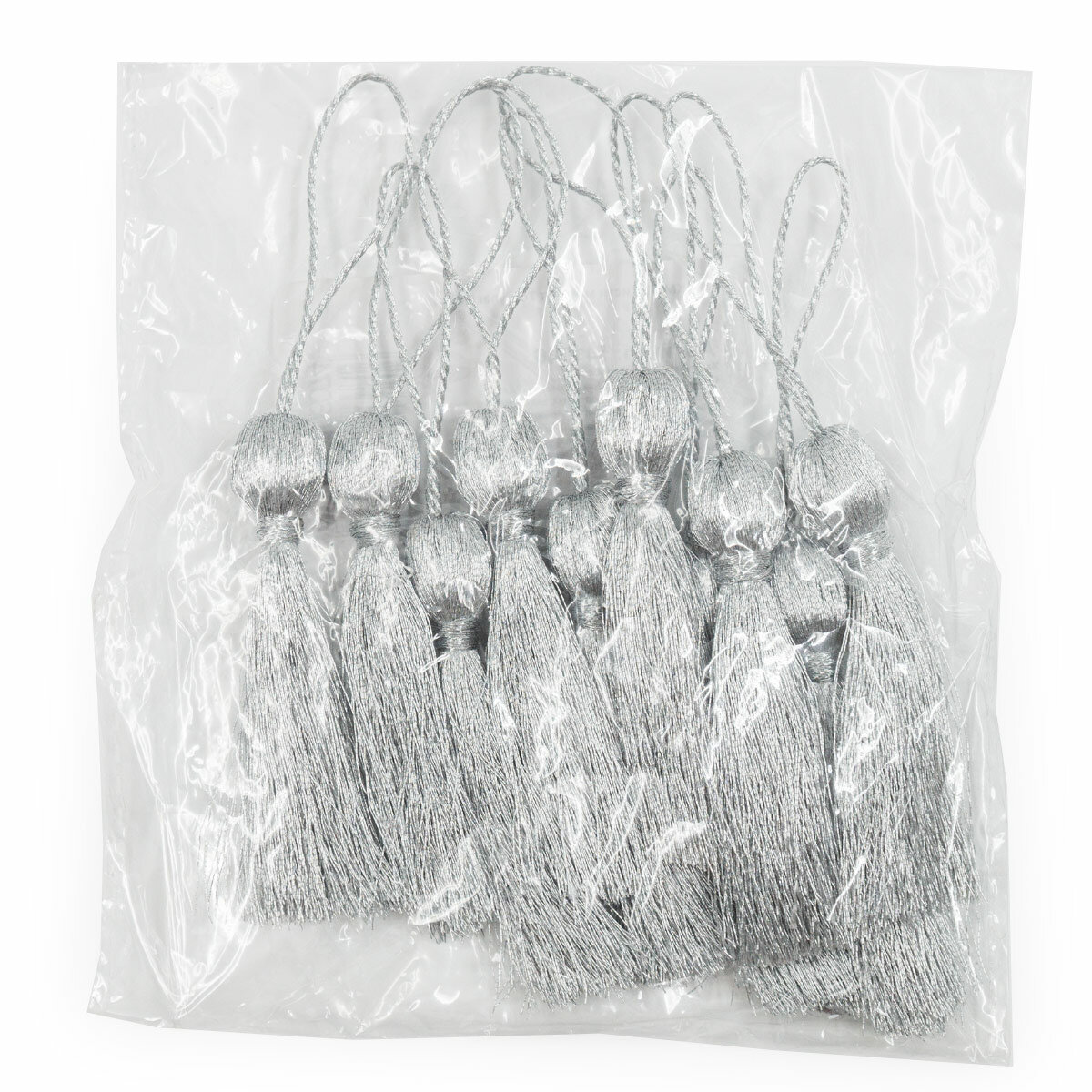 Кисти для штор 7 см, 5 шт, декоративные, цвет серебро, Айрис (метанит) — фото 1