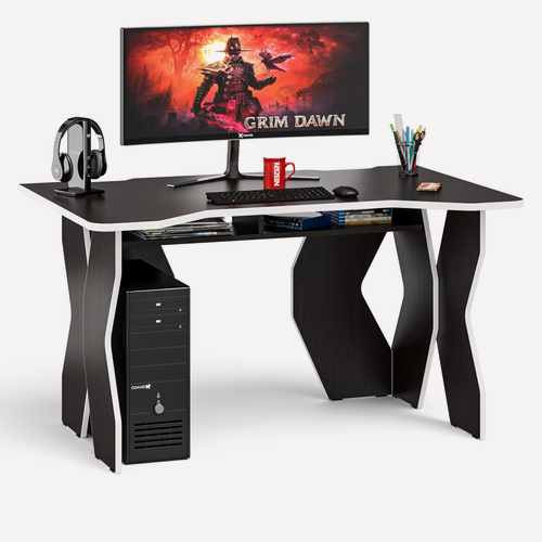 Изображение товара Игровой компьютерный стол Краб-5 цвет венге/кромка белая, ШхГхВ 140х90х75 см.