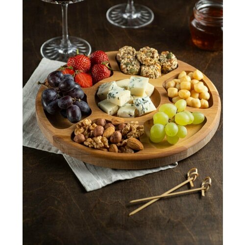 Менажница деревянная круглая тарелка, деревянная посуда менажница