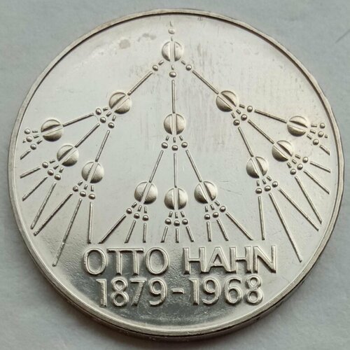 Германия (ФРГ) 5 марок 1979. 100 лет со дня рождения Отто Хана монета 5 марок германия 1971 г 500 лет со дня рождения альбрехта дюрера серебро