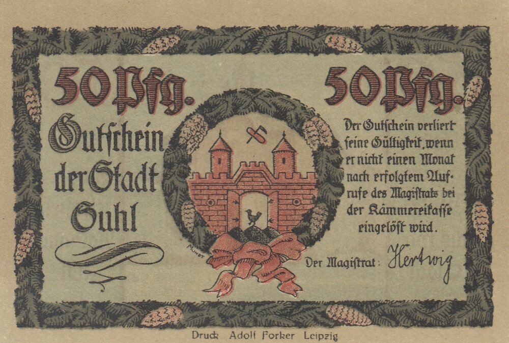 Германия (Веймарская Республика) Зуль 50 пфеннигов 1922 г. (№1) (2)