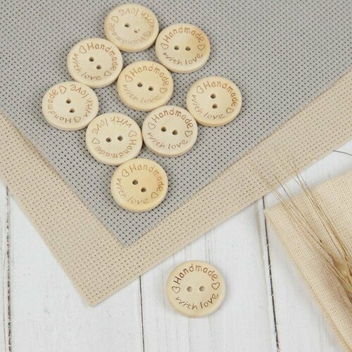 Набор нашивок из дерева «Hand made with love», 2,5 × 2,5 см, 10 шт brown kraft paper hand made hang tags for gift hand made with love tags thank you logo paper labels hand made with heart label