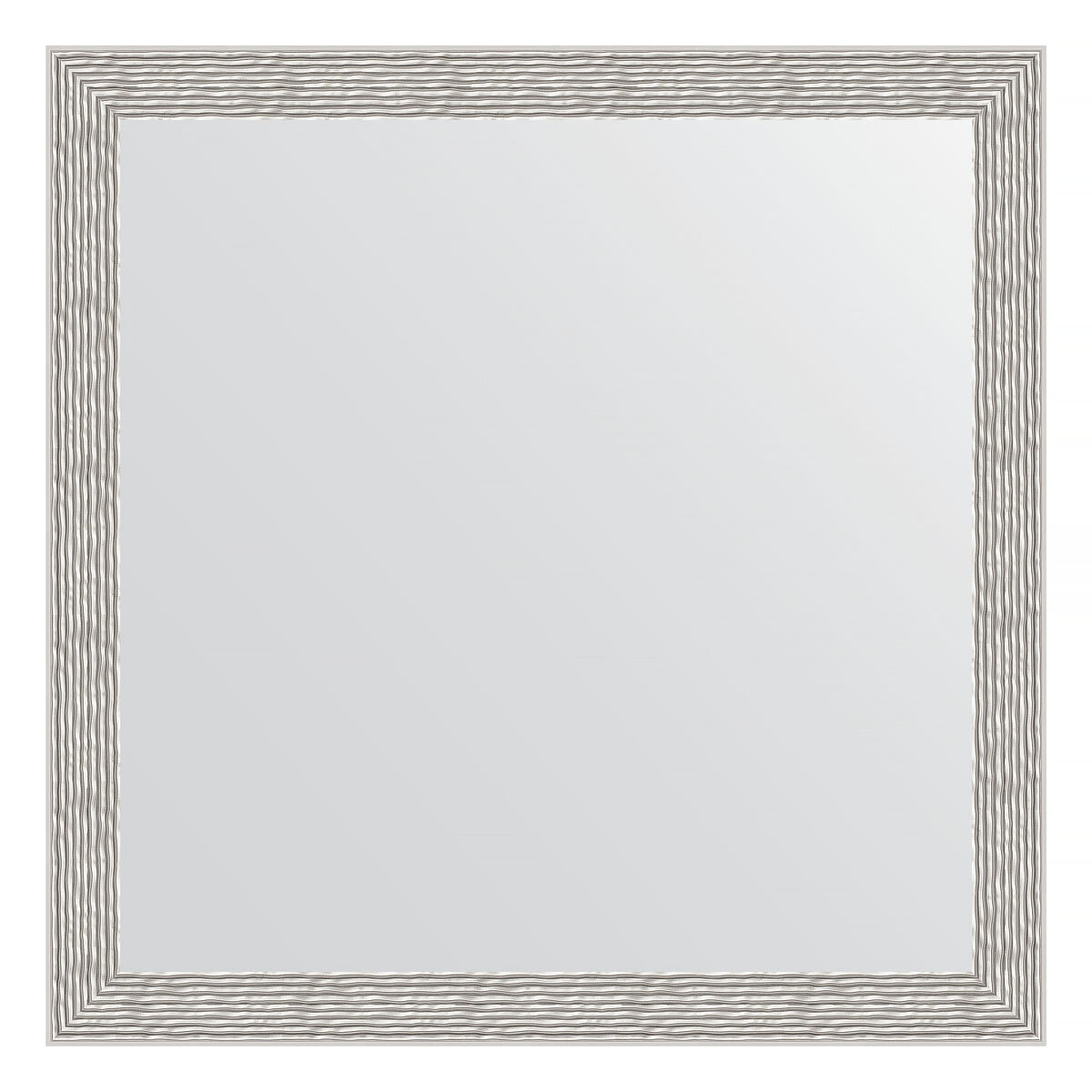 Зеркало настенное EVOFORM в багетной раме волна алюминий, 61х61 см, для гостиной, прихожей, кабинета, спальни и ванной комнаты, BY 3134