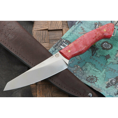 фото Товарищество завьялова нож додичи н-140, сталь bohler k 340, рукоять красная стабилизированная береза