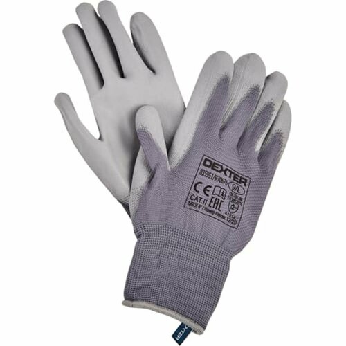 Нейлоновые перчатки с полиуретановым покрытием Р.9 Dexter перчатки нейлоновые с полиуретановым покрытием 9 р р