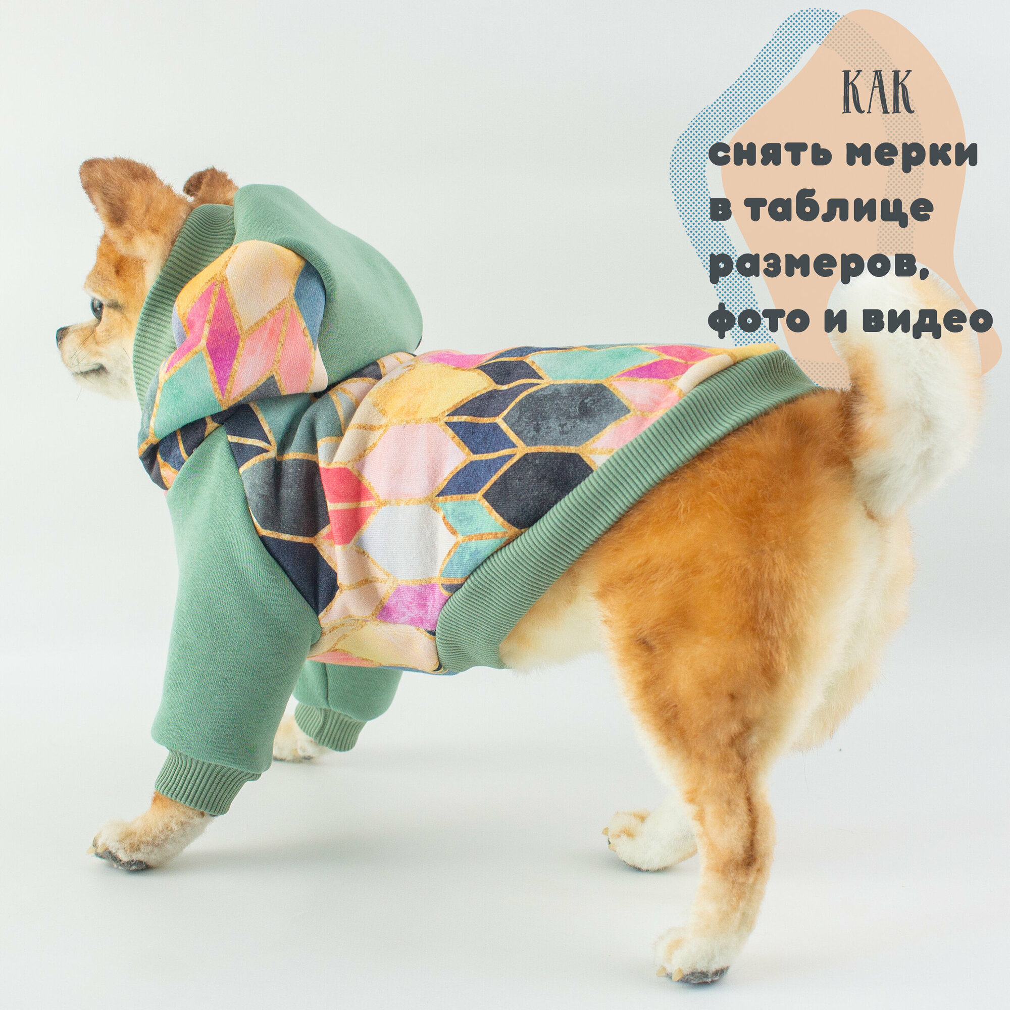 Тёплая толстовка для собак Элегантный Кот, Мятные Сладости , размер M - фотография № 5