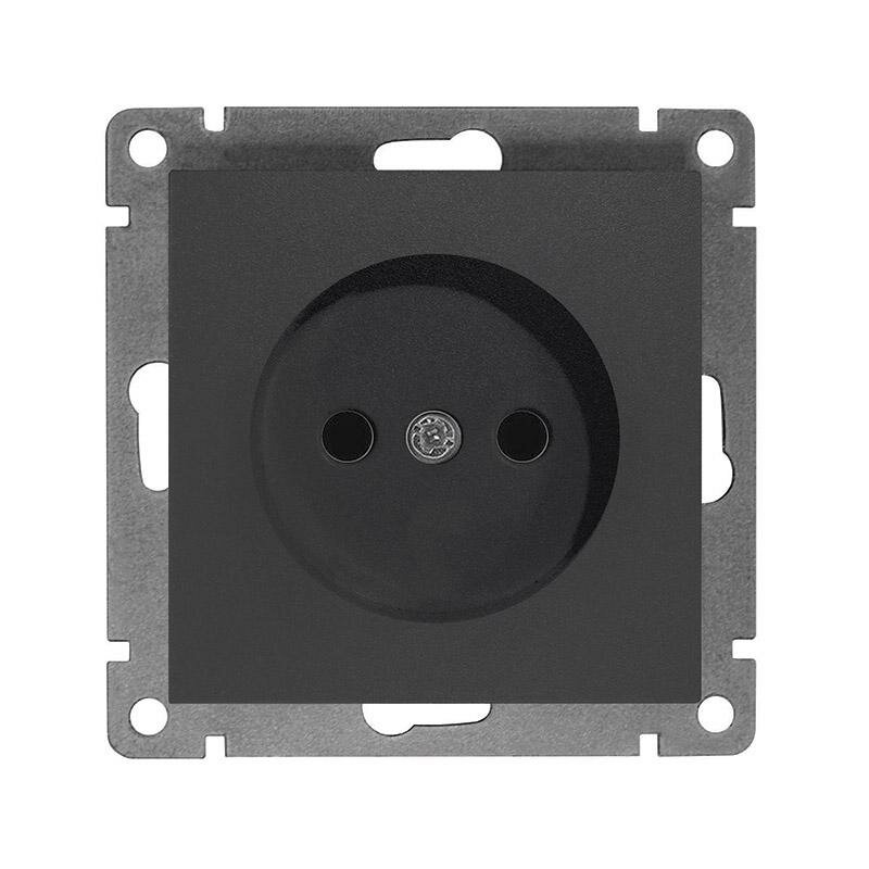 фото Розетка 1-м СП Афина 16А IP20 без заземл. механизм графит Universal A0022-Gr