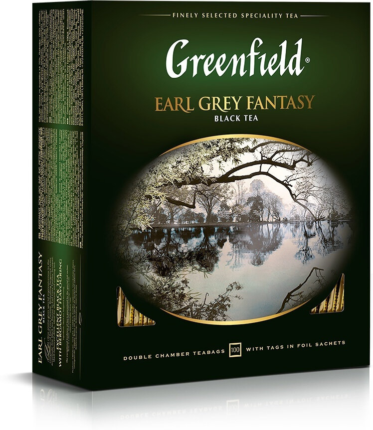 Чай в пакетиках черный Greenfield Earl Grey Fantasy, ароматизированный, 100 шт