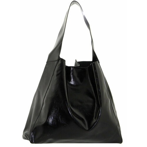 Сумка хобо Polina & Eiterou, фактура гладкая, черный сумка кожаная модель поцелуй белая polina