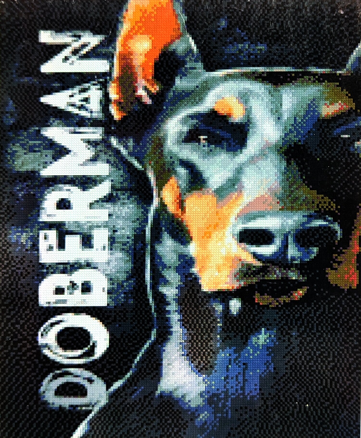 фото Алмазная мозаика квадратные стразы 40*50 щенки доберман, собака, чёрно-белая, поп-арт, абстракция, животные,