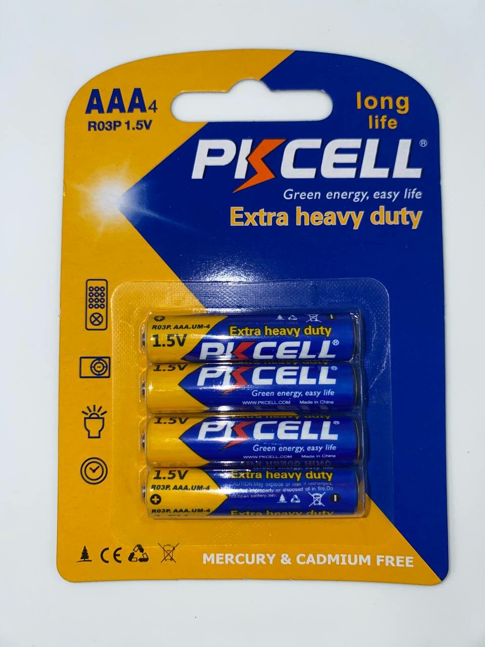 Батарейка солевая PKCELL R03P-4B, тип АAА, 4 шт