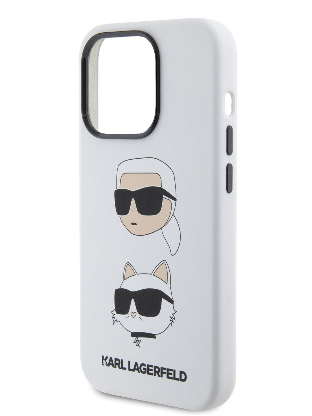 Lagerfeld для iPhone 15 Pro Max чехол Liquid Silicone NFT Karl & Choupette heads Hard White
