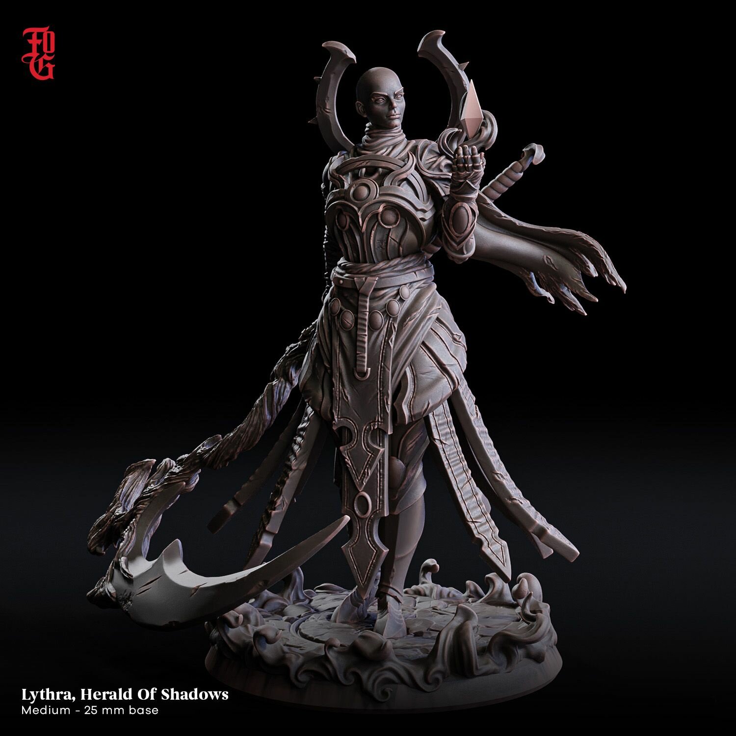Миниатюра D&D "Литра, Вестник Теней" масштаб 32 мм (DnD, Dungeons & Dragons, ДнД, Подземелья и Драконы, Pathfinder)