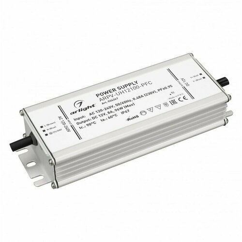 Arlight Блок питания ARPV-UH12100-PFC (12V, 8.0A, 96W) (IP67 Металл, 7 лет) 024267 блок питания arlight arpv uh12100 pfc 12v 8 0a 96w 024267