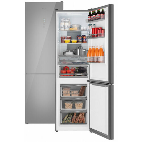Двухкамерный холодильник Weissgauff WRK 195 D Full NoFrost Dark Grey Glass 5774000₽