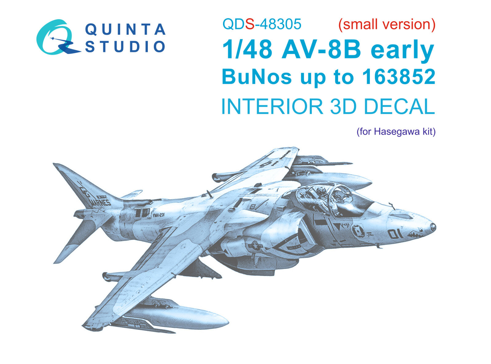 QDS-48305 3D Декаль интерьера кабины AV-8B Early (Hasegawa) (Малая версия)