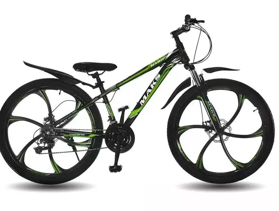 фото Велосипед 26" MAKS HARD MD (21 скорость_ рама 19)_ литые диски_ черный/зеленый