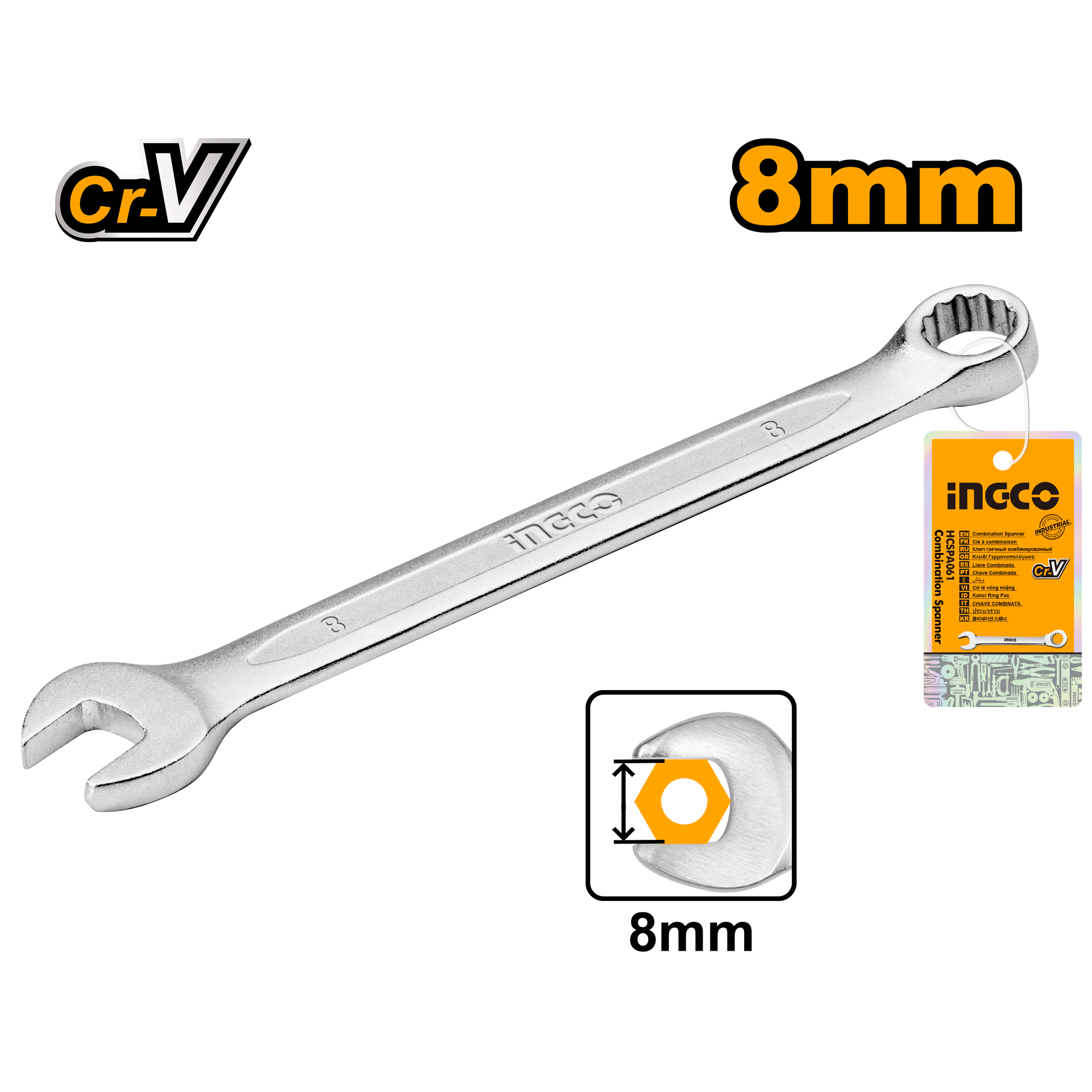 Комбинированный ключ INGCO HCSPA081 INDUSTRIAL 8 мм