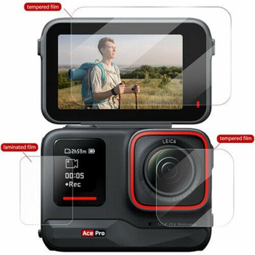 Защитное стекло на линзу и экраны для Insta360 Ace Pro.