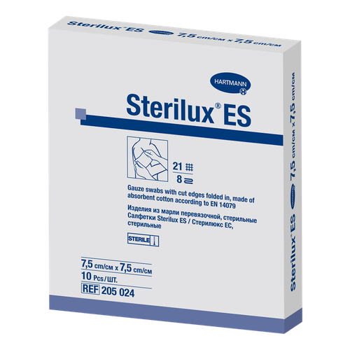 Салфетки Стерилюкс ЕС/Sterilux ES стерильные 21 нить 8 слоев 7,5 х 7,5 см 10 шт