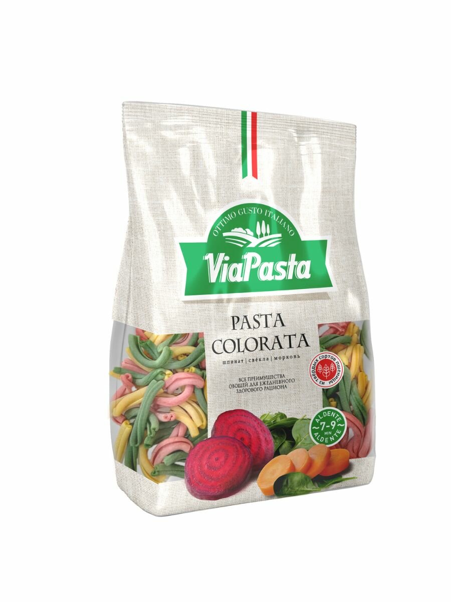 Набор 3 шт. Макароны фигурные цветные с обогащающими добавками "Pasta Colorata" ТМ "Via Pasta", 400 г — фото 1