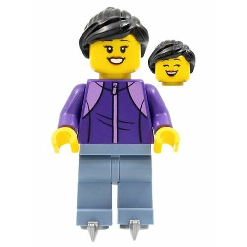 Минифигурка Lego hol277 Woman, Black Hair, Dark Purple Jacket, Sand Blue Legs, Ice Skates lego 10308 holiday main street