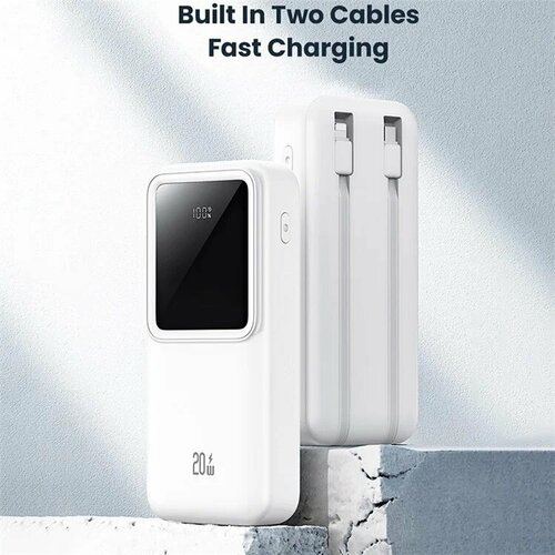 Внешний аккумулятор Повербанк 20000mah USAMS два портадва кабеля Type-C и iPhone QC30 PD 20Вт с дисплеем 3390₽