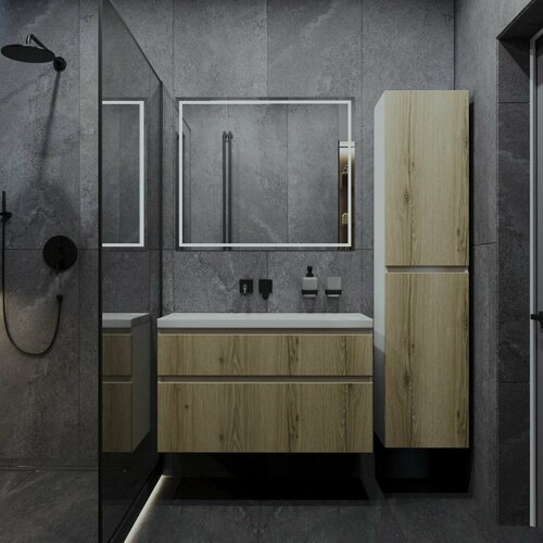 Тумба с раковиной в ванную тумба для ванной FAURAplus Аврора 100-2 подвесная фасад дуб эльвезия раковина Classica 24000₽