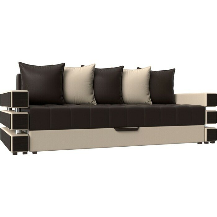 фото Диван-еврокнижка АртМебель Венеция эко-кожа коричнево-бежев