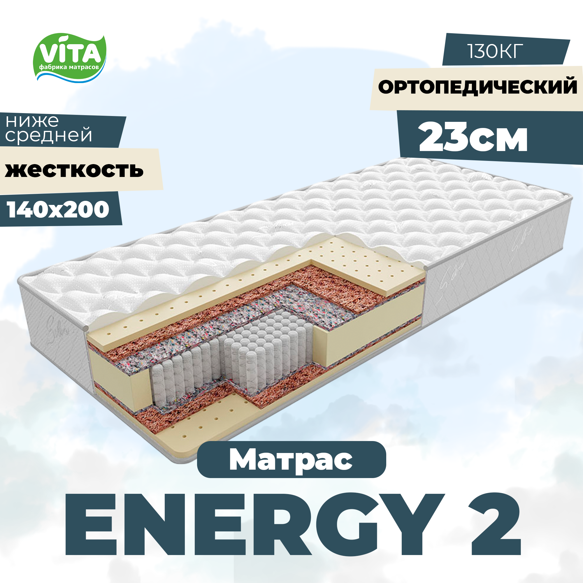 Матрас ортопедический пружинный Energy 2 S1000 (140х200)