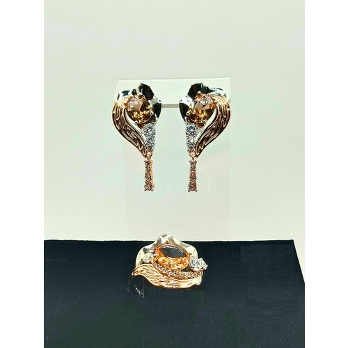 Комплект бижутерии, султанит синтетический, серебряный