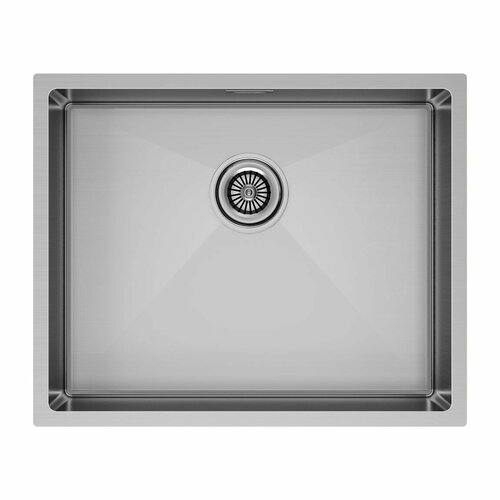 фото Кухонная мойка из нержавеющей стали paulmark next 54 uni, 540х440 мм, универсальный монтаж, цвет брашированная сталь, сифон в комплекте