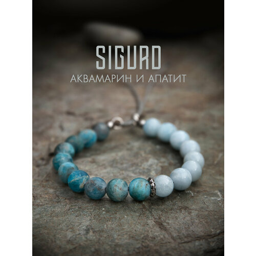 Браслет-нить SIGURD аквамарин апатит 1 шт размер 22 см белый серый голубой синий бирюзовый 2939₽