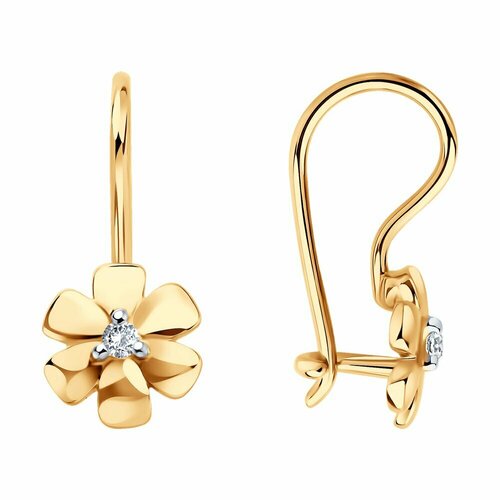 Серьги Diamant, красное золото, 585 проба, фианит