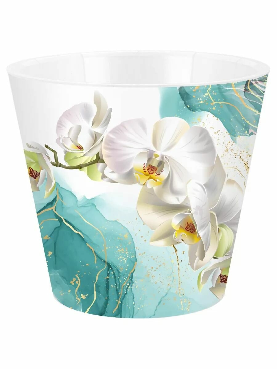 Горшок для цветов InGreen London Orchid Deco D160 мм 1,6 л с дрен. вставкой голубая орхидея