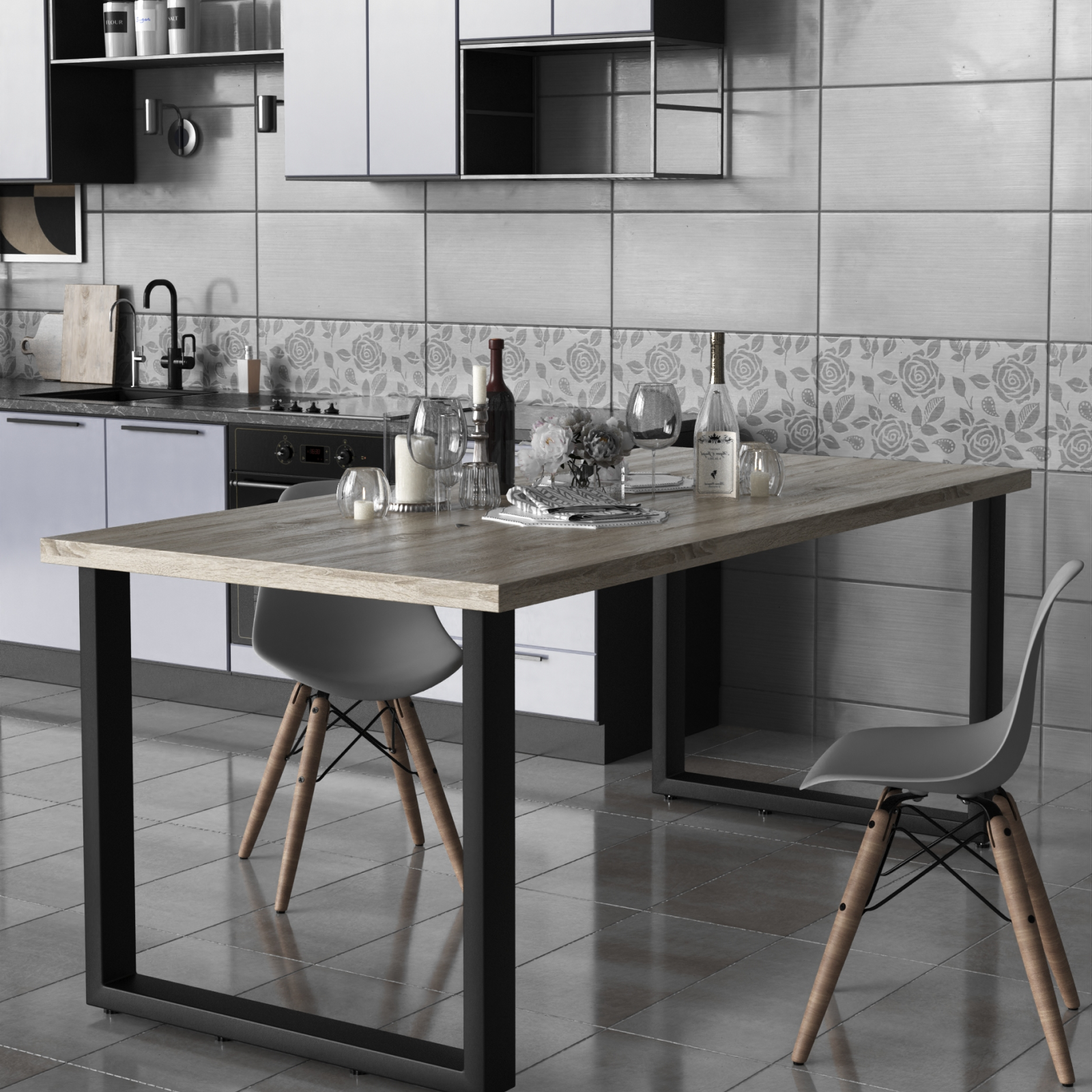 Подстолье для стола металлическое 80х74 см, DK Loft, комплект 2 шт, цвет черный — фото 1
