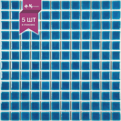 Изображение товара Мозаика керамическая NSmosaic PW2323-12, глянцевая синяя, 300x300 мм, чип 23х23 мм, упаковка 5 шт
