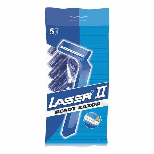 LASER Разовые бритвы с двумя лезвиями Laser II, 5 штук в упаковке
