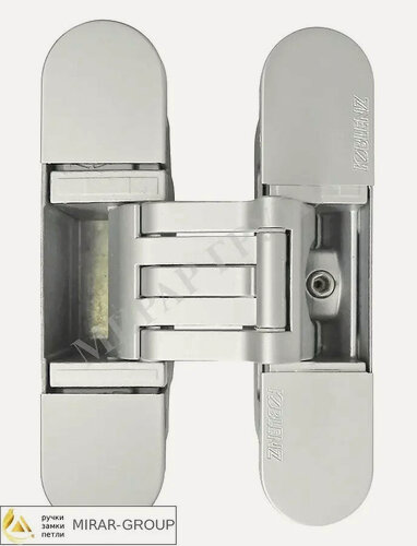 Изображение товара Петля дверная скрытая Koblenz Kubica 6300 DXSX для дверей с толстым (40/60 кг) наличником 130x30 матовый хром