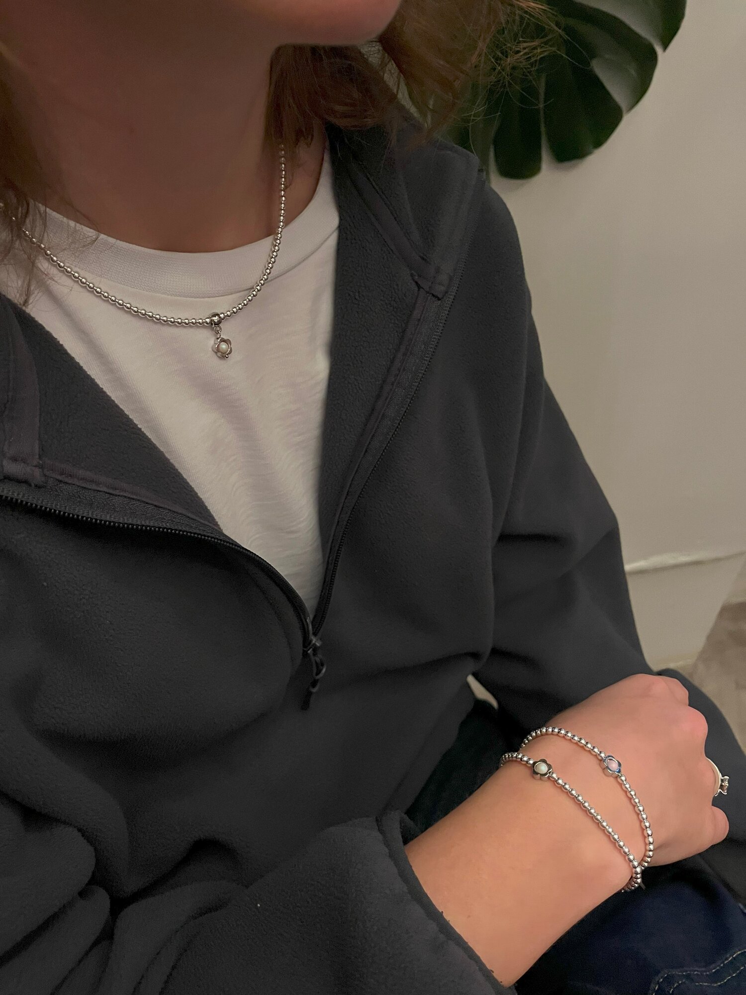 Чокер Oh Mary Did, гематит, жемчуг Swarovski синтетический, длина 37 см, розовый — фото 1