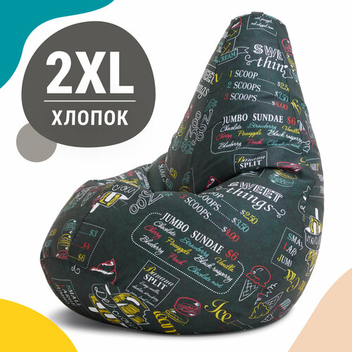 MyPuff кресло-мешок Груша, размер XXL-Миди, мебельный хлопок, Айскрим зеленый, белый, желтый, размер средние