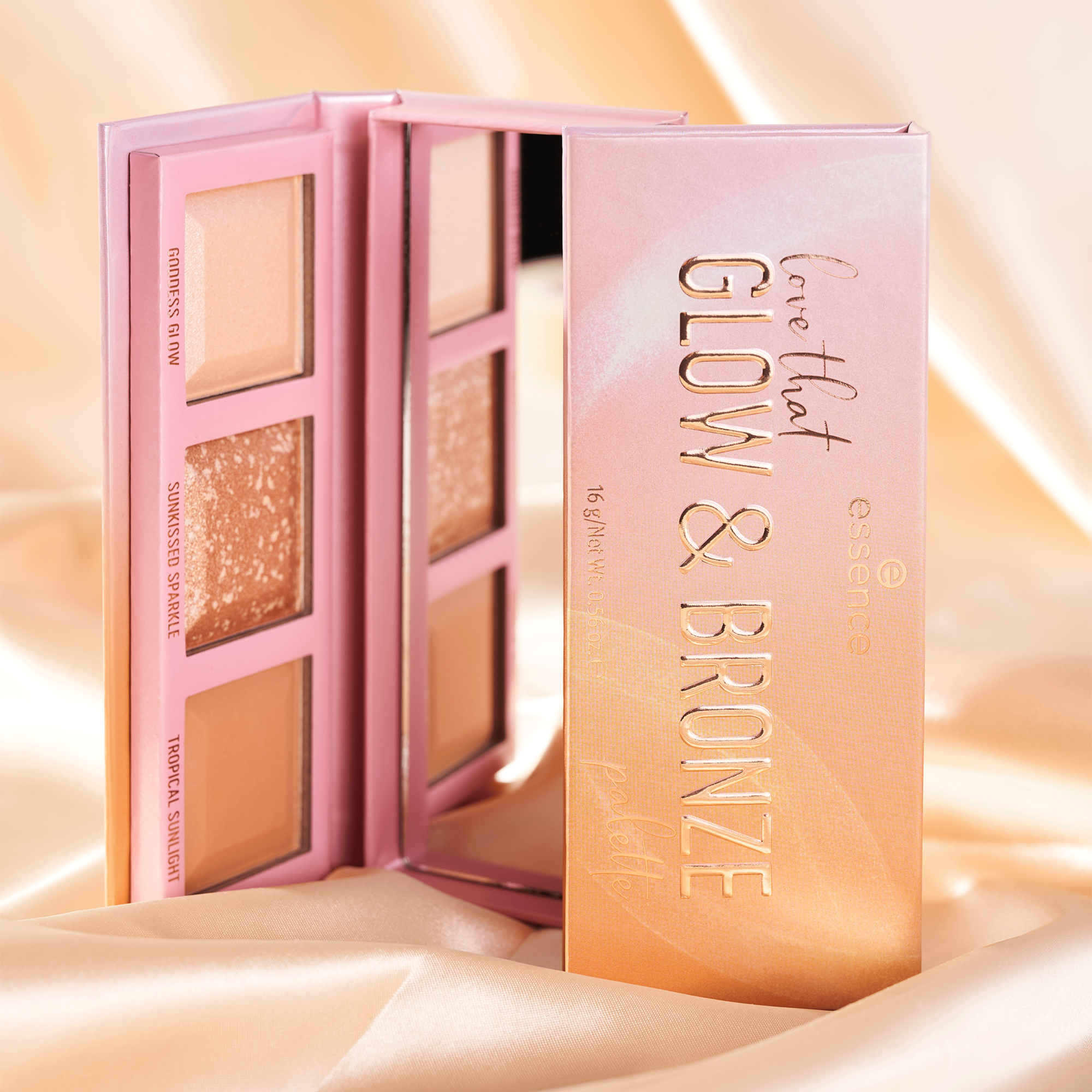 Палетка хайлайтеров и бронзеров для лица `ESSENCE` Love That GLOW&BRONZE (3 оттенка)